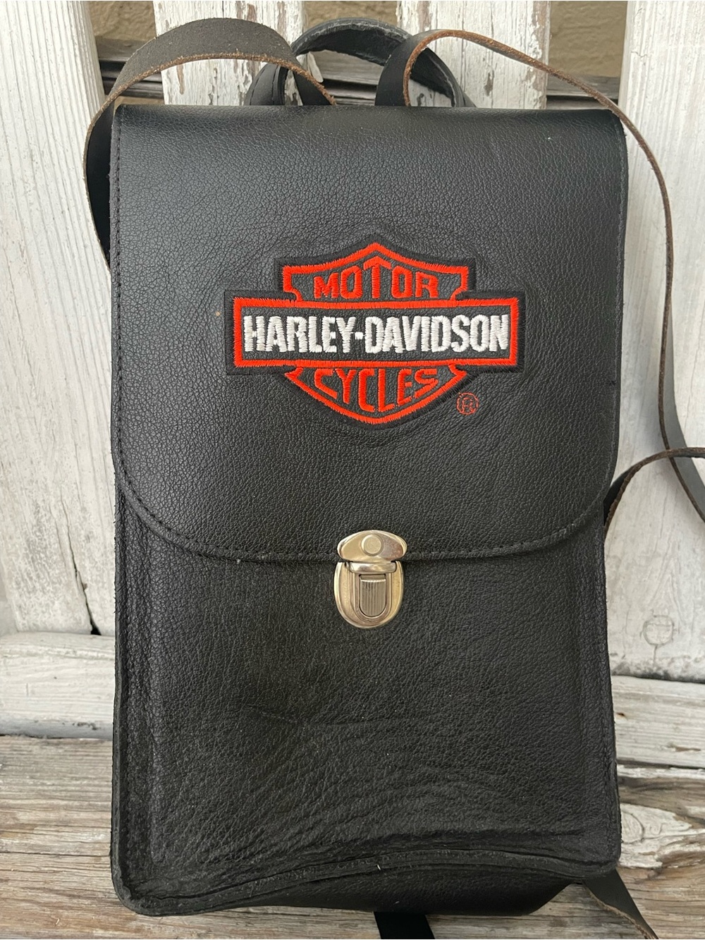 Vintage Harley-Davidson Black Leather Backpack Bar & Shield Logo Motorcycle Bag